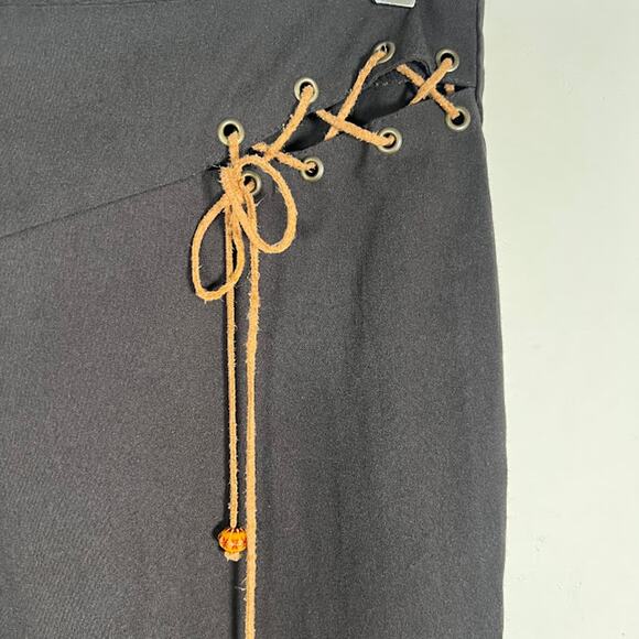 2B Clothing Vintage Lace Up Boot Cut Trouser Pants M Black High Rise Gothic - Picture 5 of 8